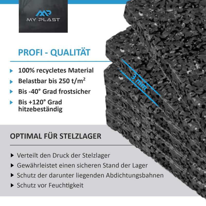 3mm Terrassenpad - 200 x 200 mm Terrassenpads, Gummigranulat-Pads, Terrassenbau